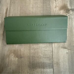 Longchamp Green Glasses Case Triangular Green Hard Case Magnetic Close